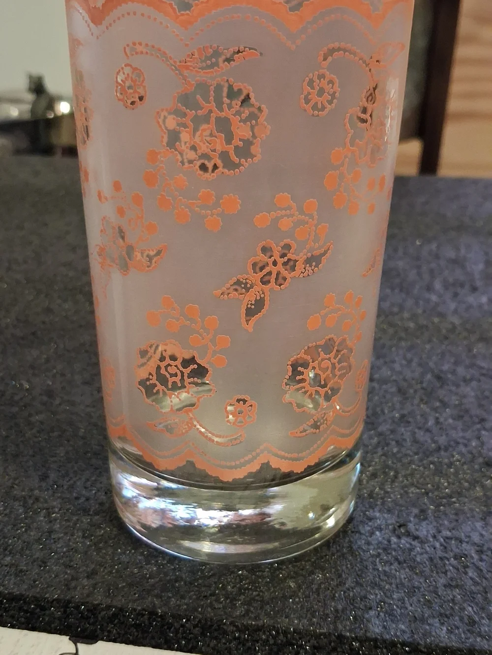 Frosted Glass Vase with Coral Floral Pattern